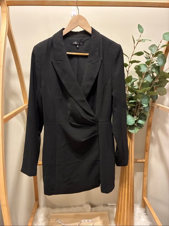 Dynamite Jackets & Blazers - Dynamite Black Rushed Blazer Dress